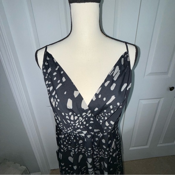 GAP Black and Cream Flowy pockets Midi Dress adjustable straps Zip light size 14 - Picture 2 of 8